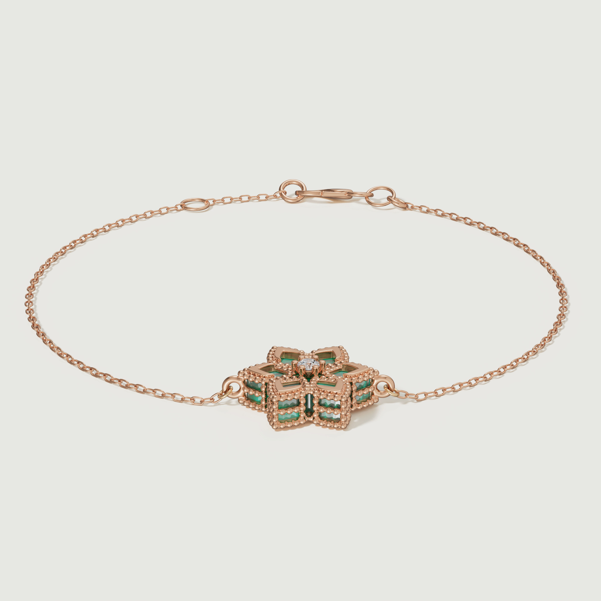 Stella D'oro 18k Rose Gold Diamond And Malachite Bracelet