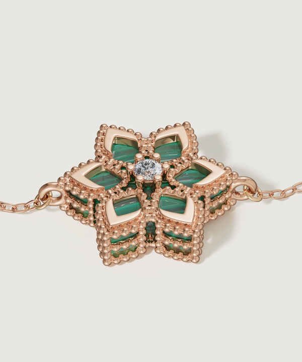 Lucky Malachite Diamond Bracelet in 18K Rose Gold & malachite