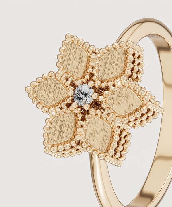 Golden Diamond Ring in 18K Yellow Gold