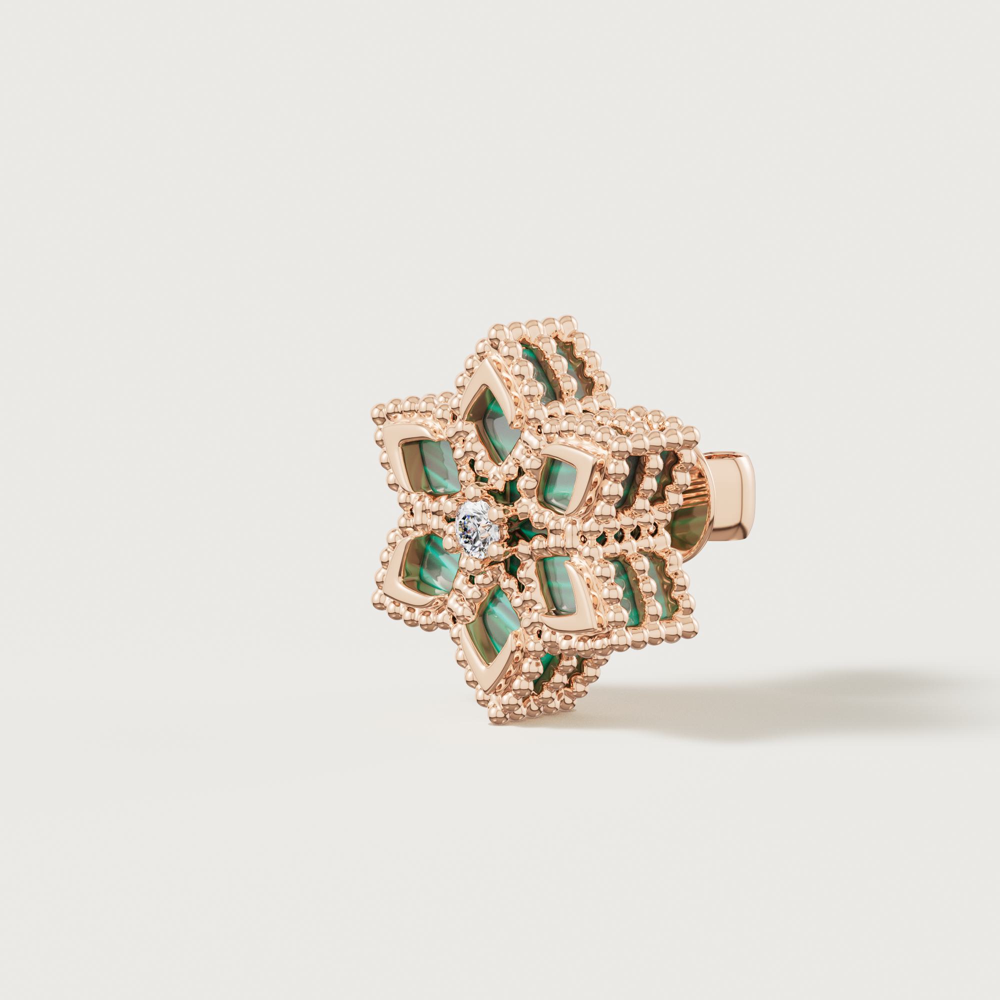 Stella D'oro 18k Rose Gold Diamond And Malachite Earrings