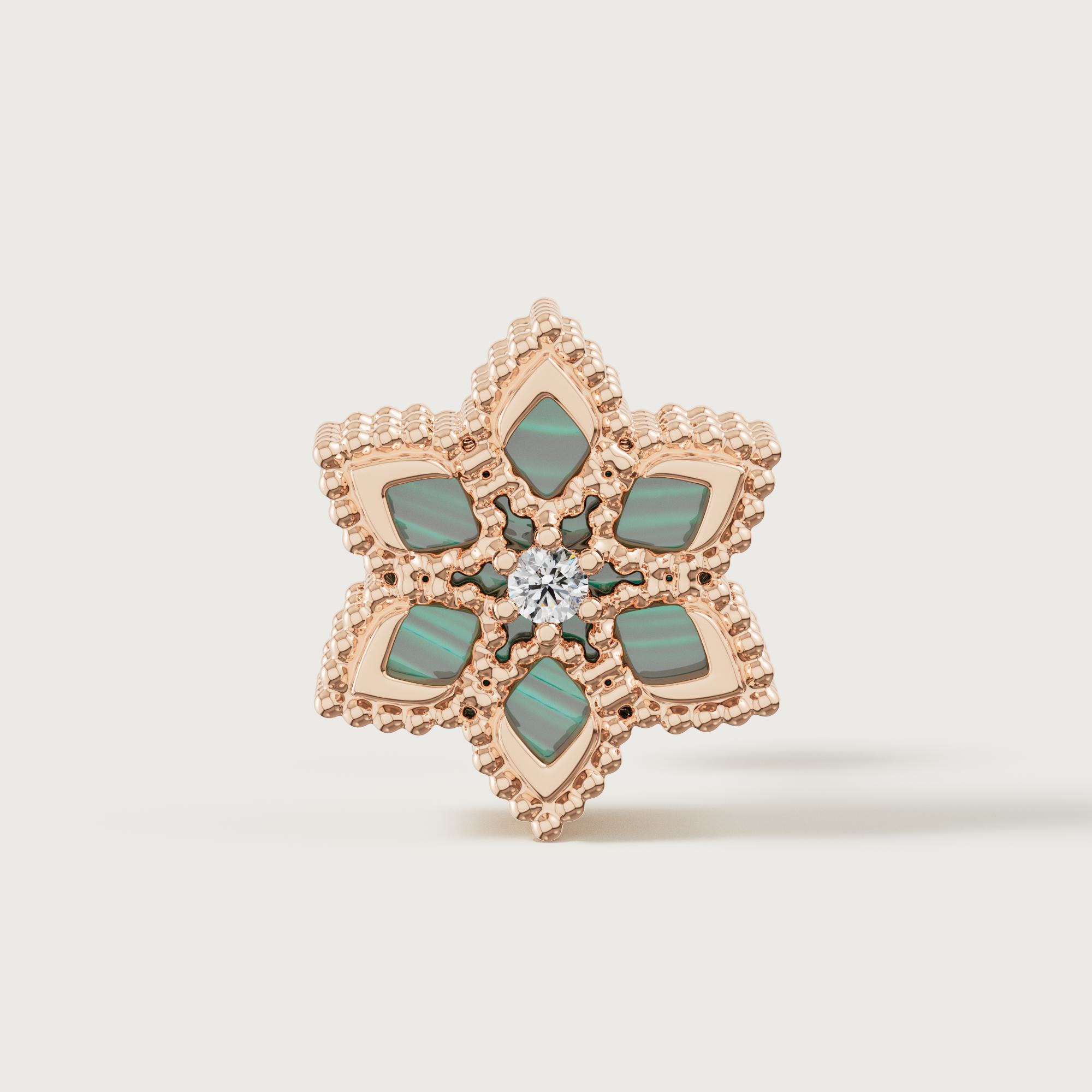 Stella D'oro 18k Rose Gold Diamond And Malachite Earrings