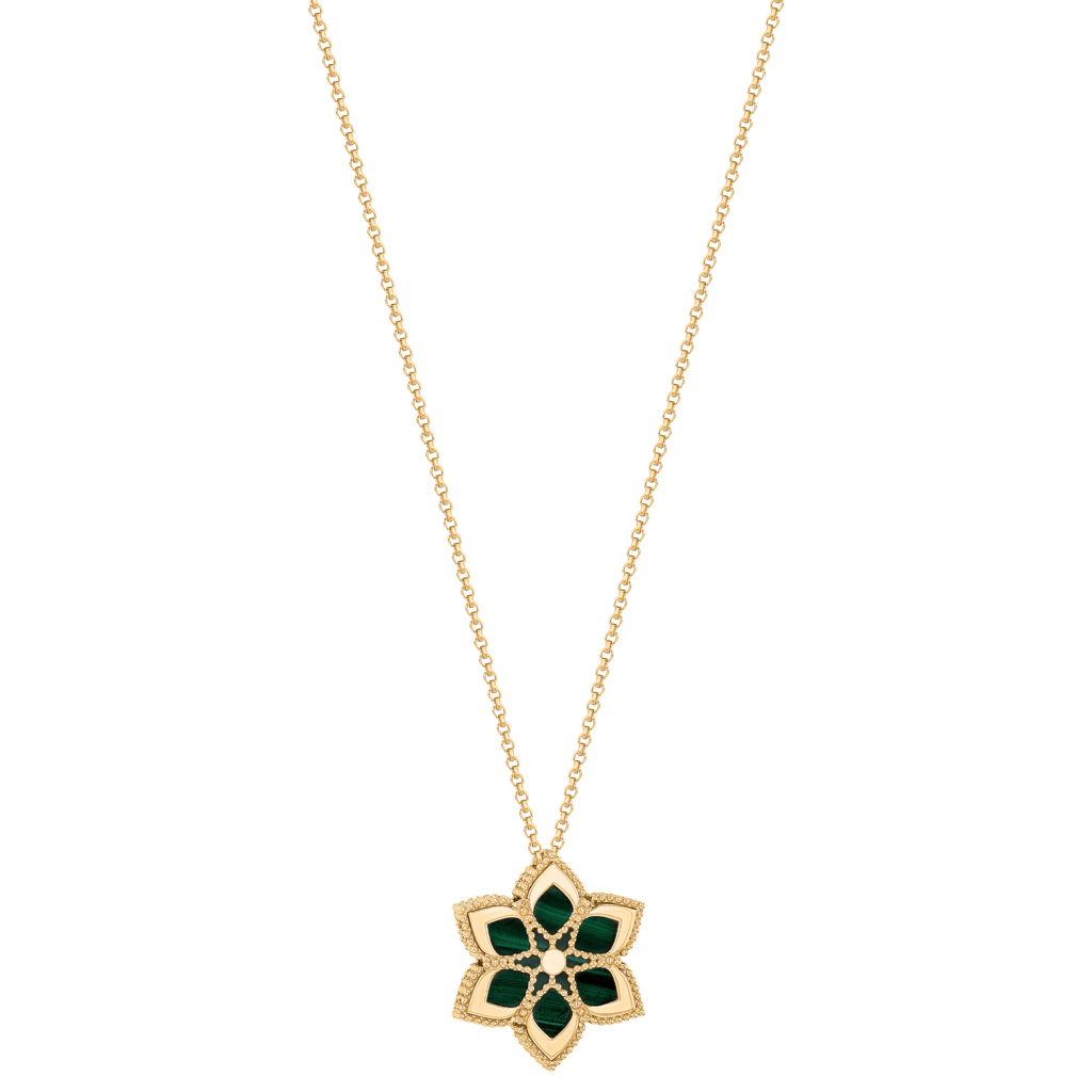 Stella D'oro 18k Rose Gold Diamond And Malachite Necklace