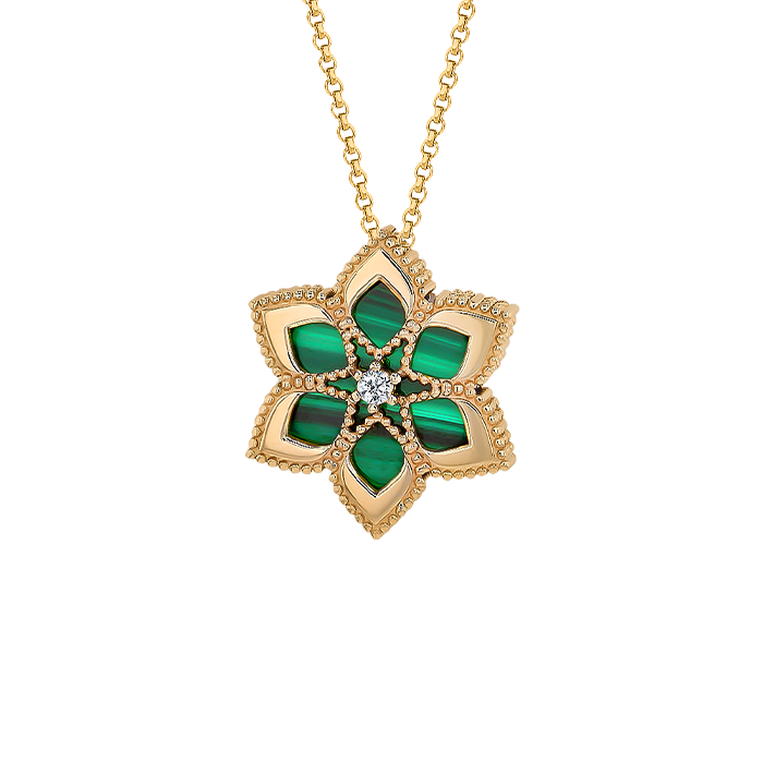 Lucky Malachite Diamond Necklace in 18K Rose Gold & malachite