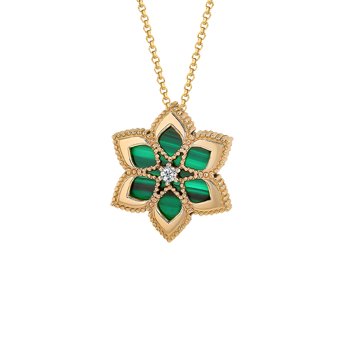 Stella D'oro 18k Rose Gold Diamond And Malachite Necklace