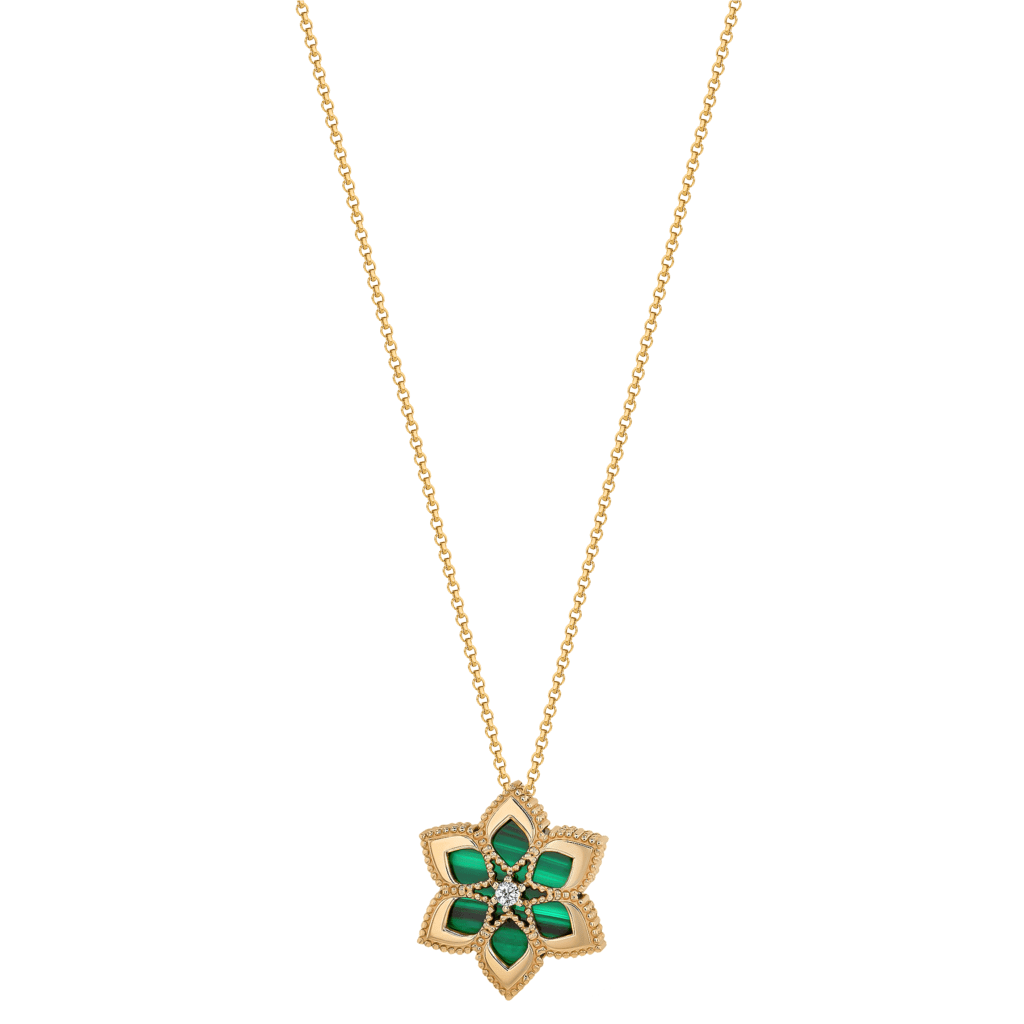 Stella D'oro 18k Rose Gold Diamond And Malachite Necklace