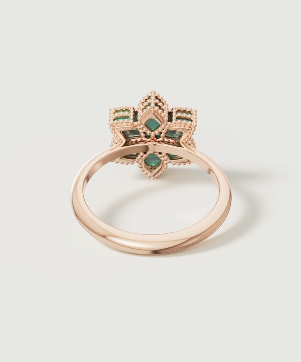 Lucky Malachite Diamond Ring in 18K Rose Gold & malachite