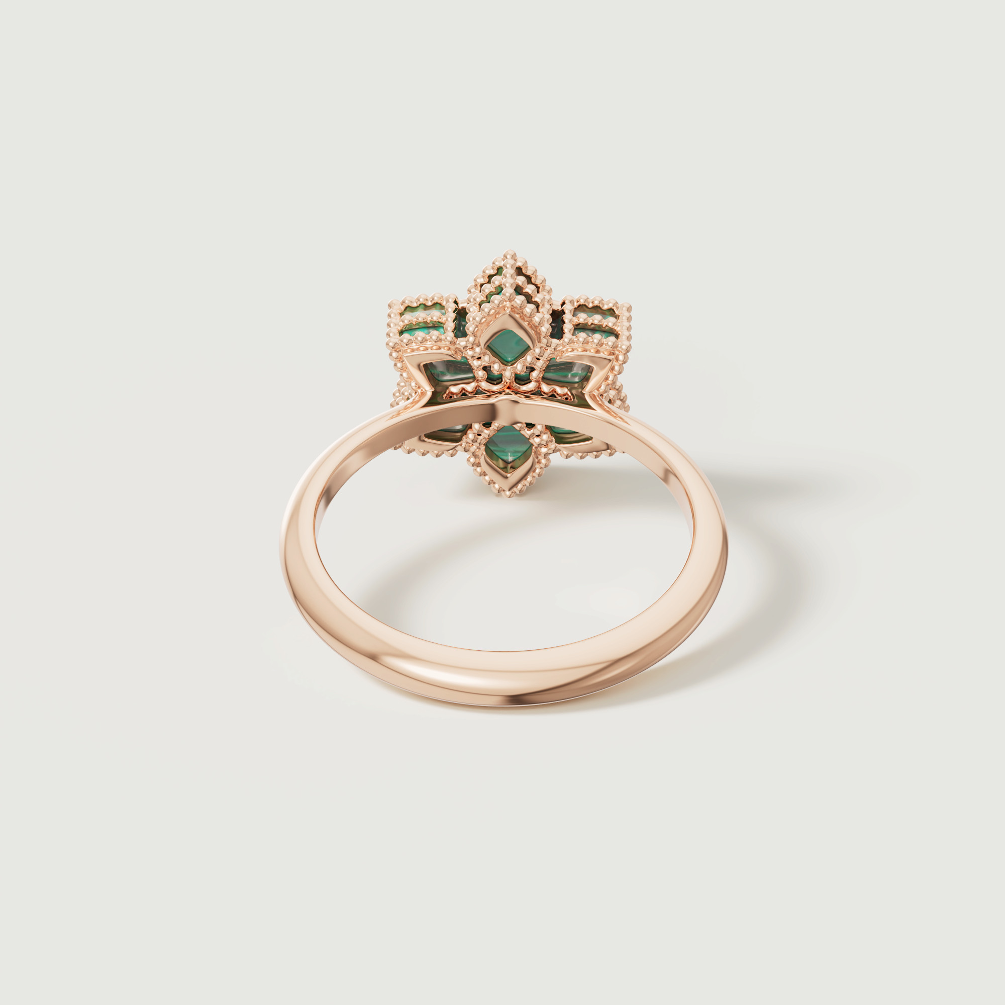 Stella D'oro 18k Rose Gold Diamond And Malachite Ring