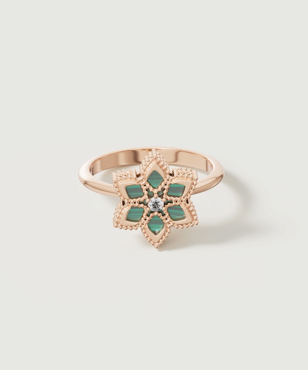 Lucky Malachite Diamond Ring in 18K Rose Gold & malachite