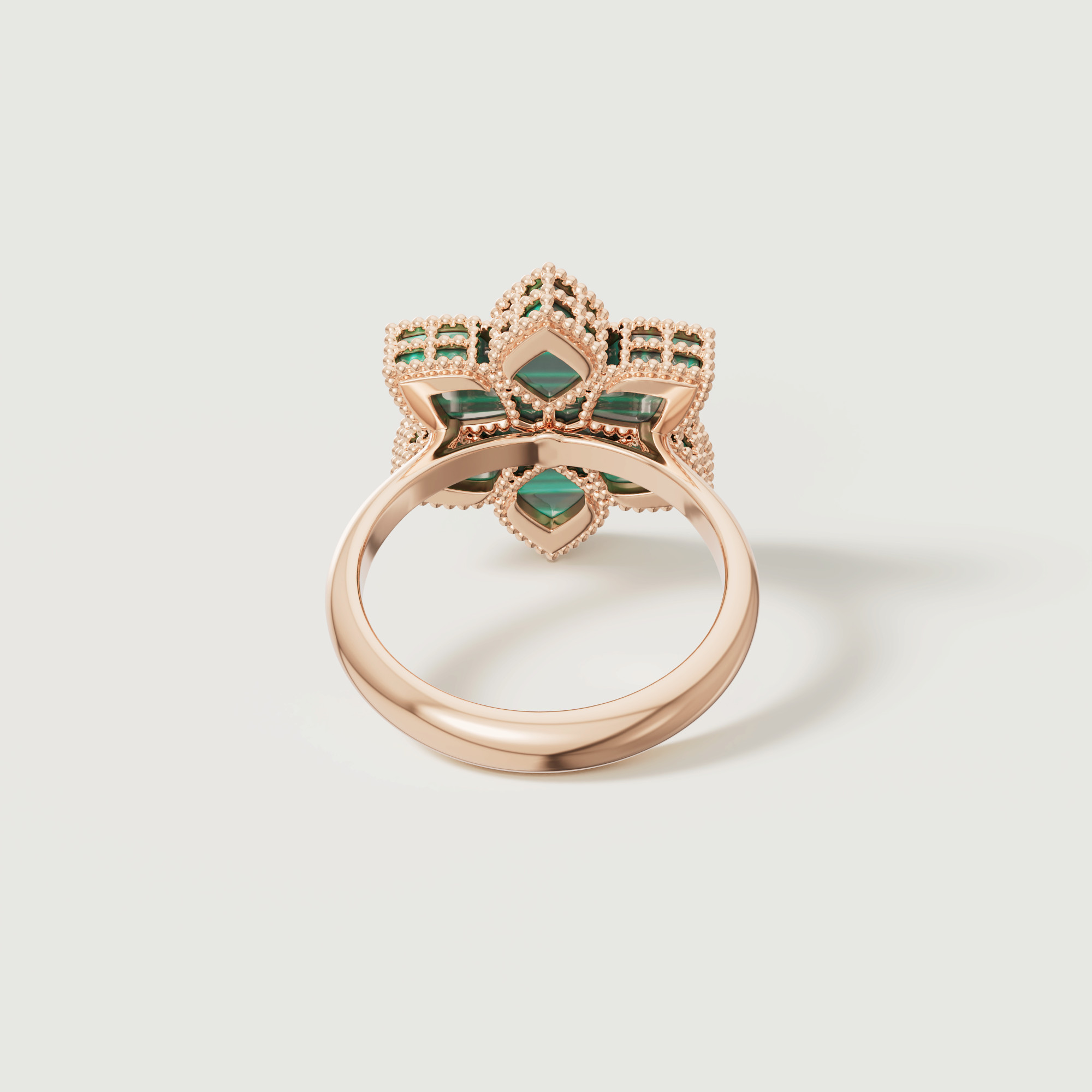 Lucky Malachite Diamond Ring in 18K Rose Gold & malachite