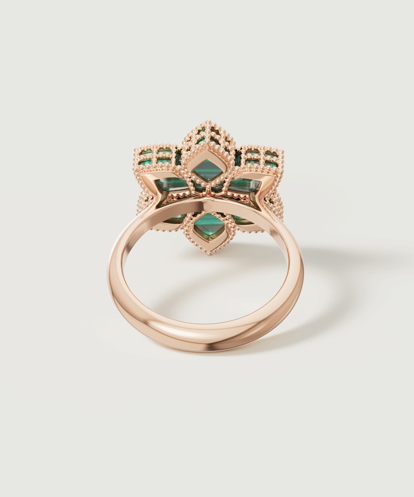 Lucky Malachite Diamond Ring in 18K Rose Gold & malachite