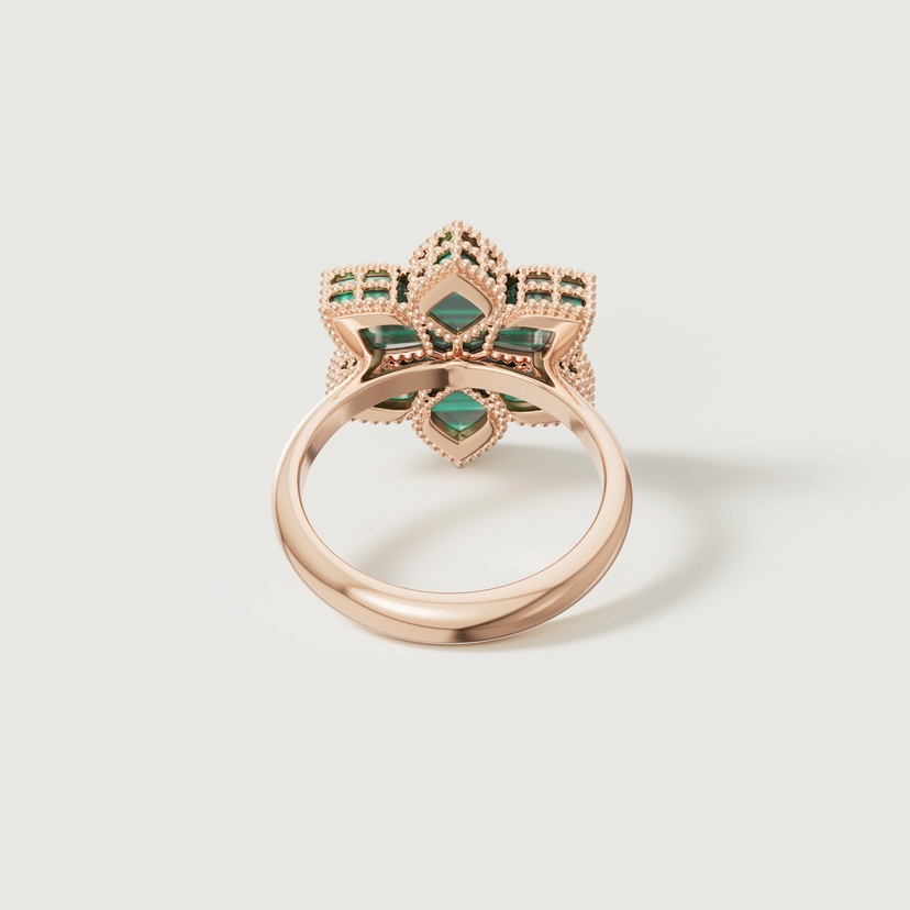 Stella D'Oro 18K Rose Gold Diamond And Malachite Ring