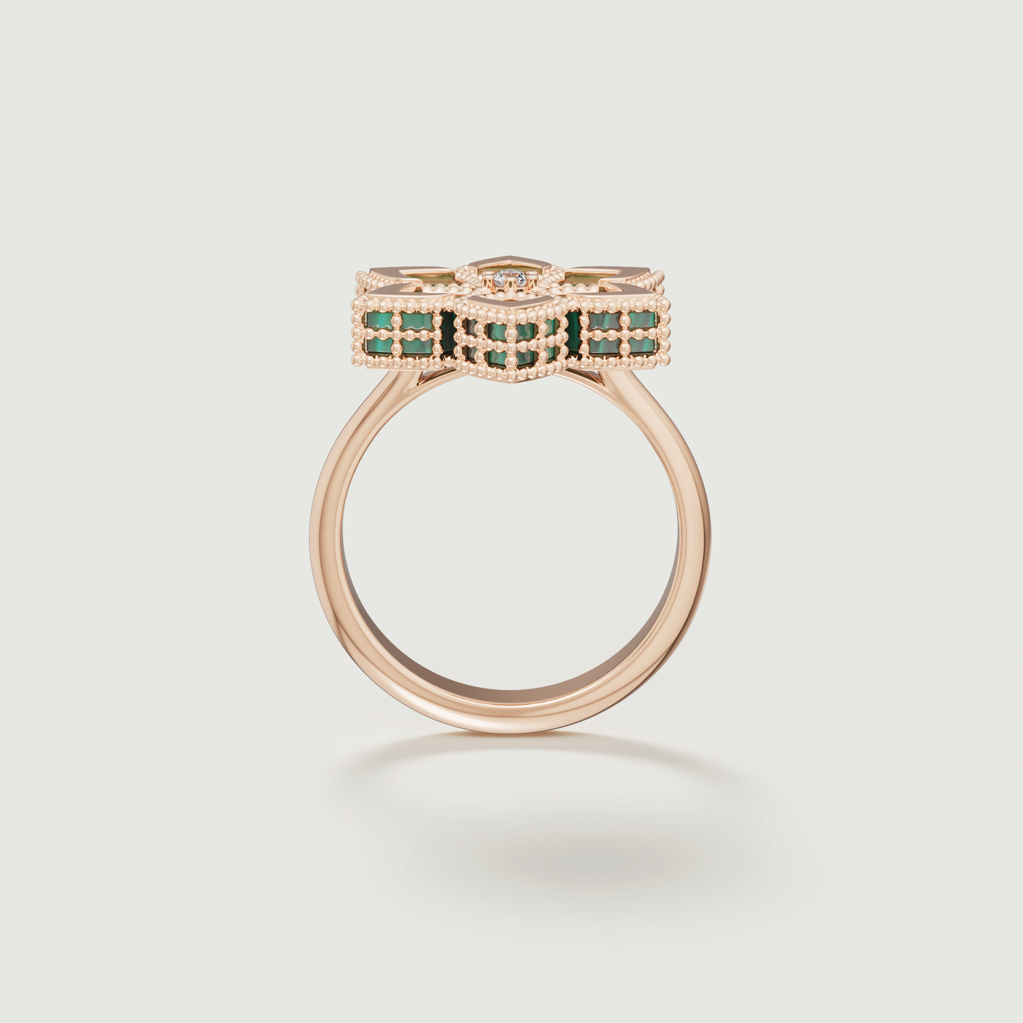 Stella D'Oro 18K Rose Gold Diamond And Malachite Ring