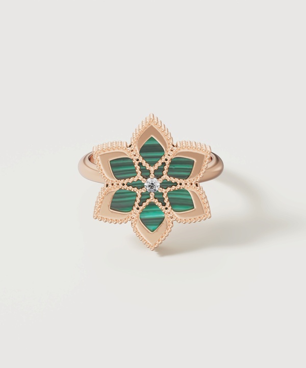 Lucky Malachite Diamond Ring in 18K Rose Gold & malachite