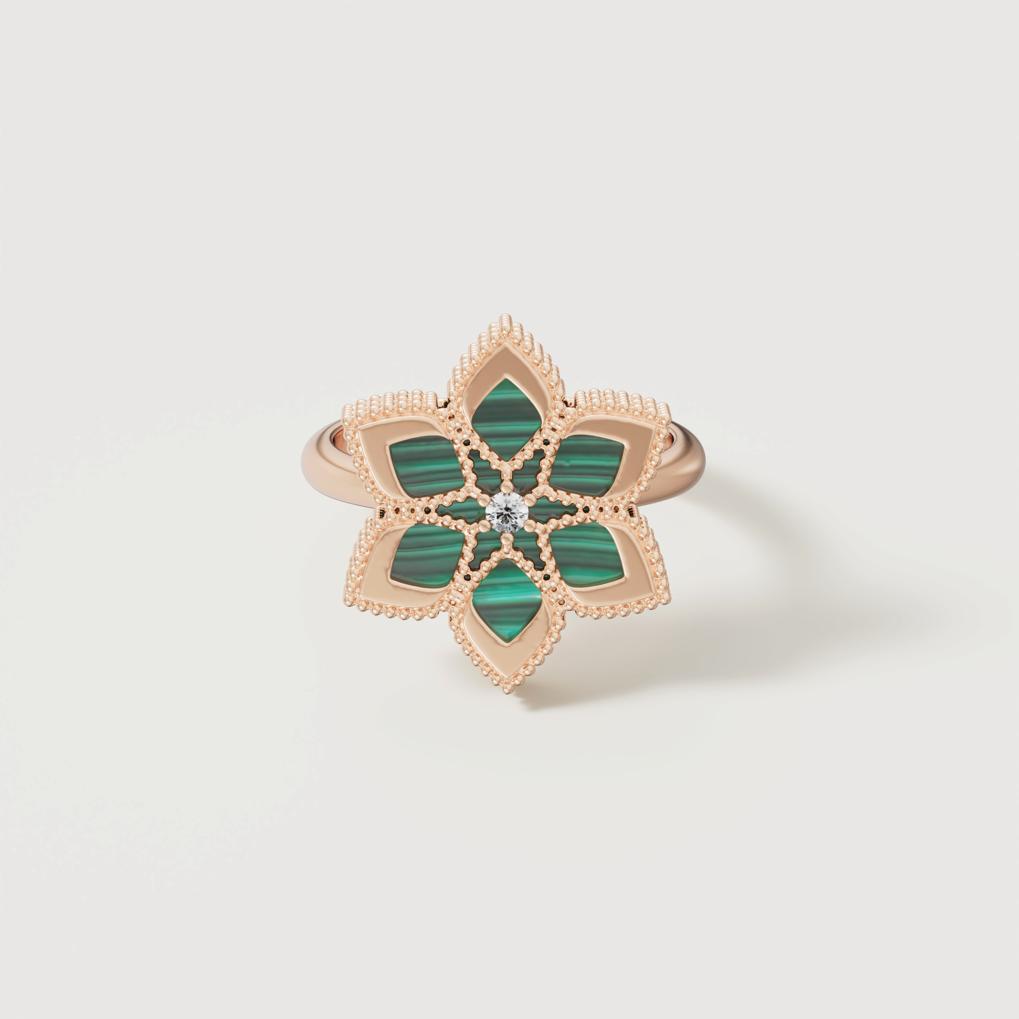 Stella D'Oro 18K Rose Gold Diamond And Malachite Ring