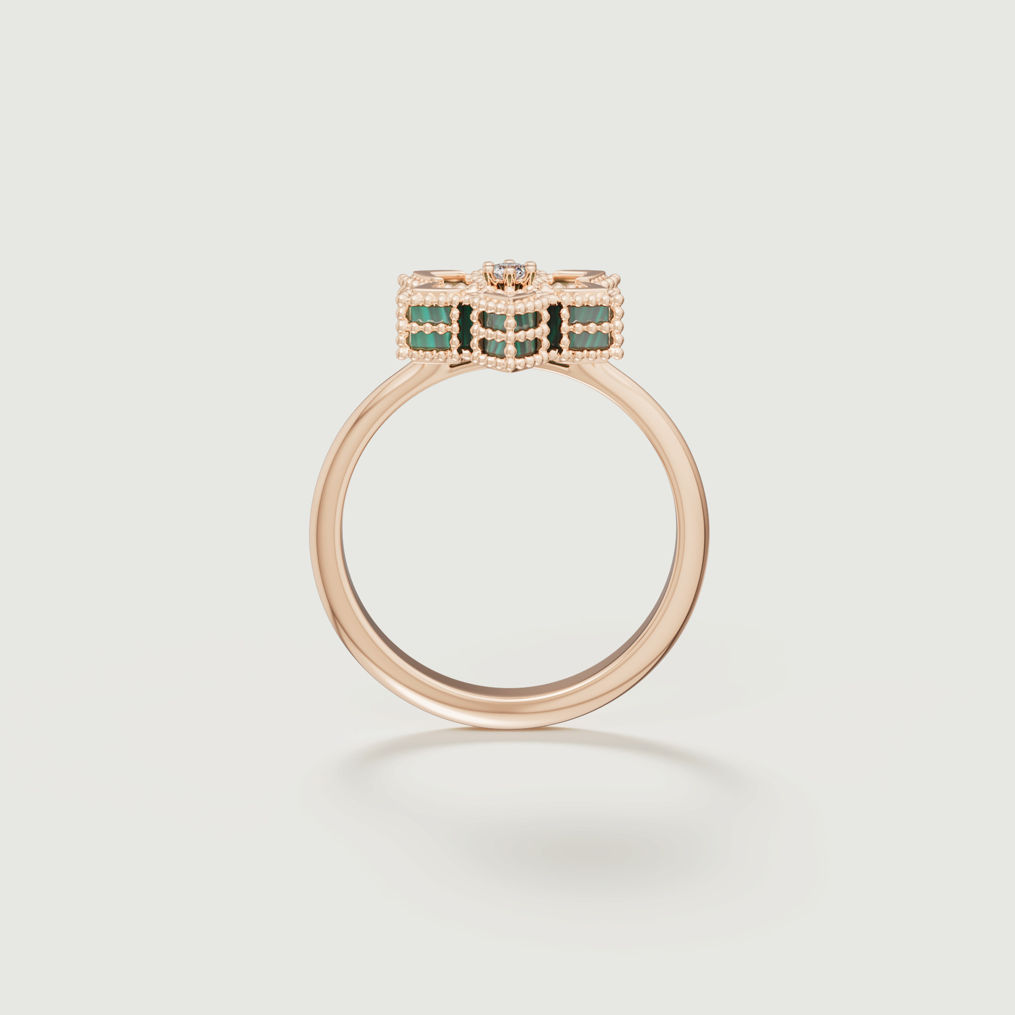 Stella D'oro 18k Rose Gold Diamond And Malachite Ring