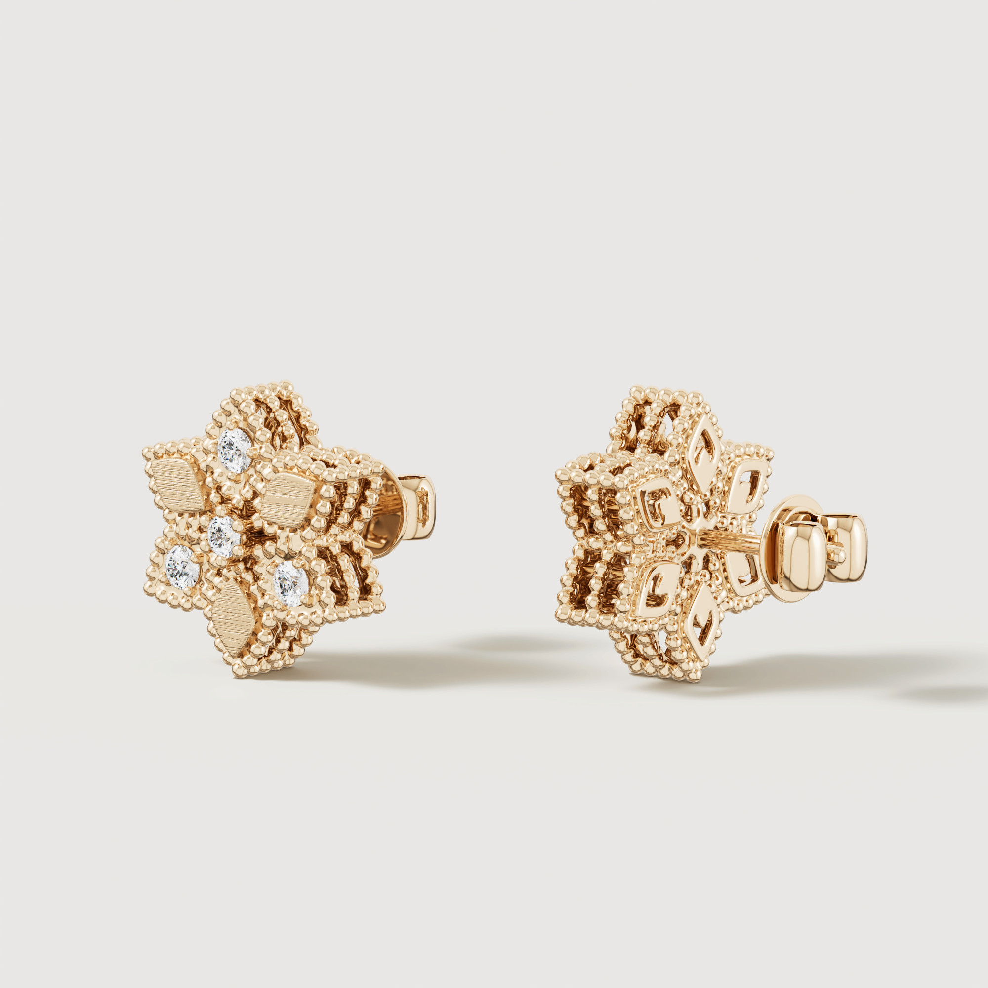 Stella D'Oro 18K Yellow Gold Diamond Earrings