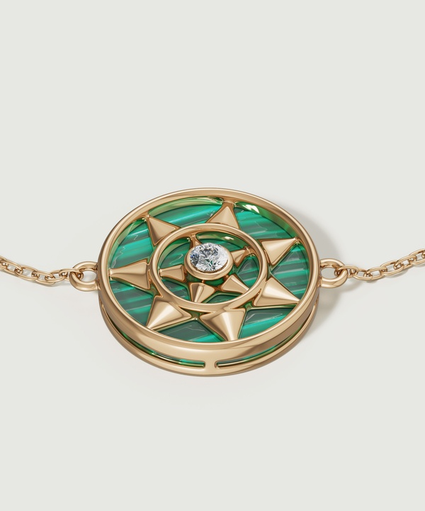 Shams 18k Yellow Gold Malachite And Diamond Bracelet
