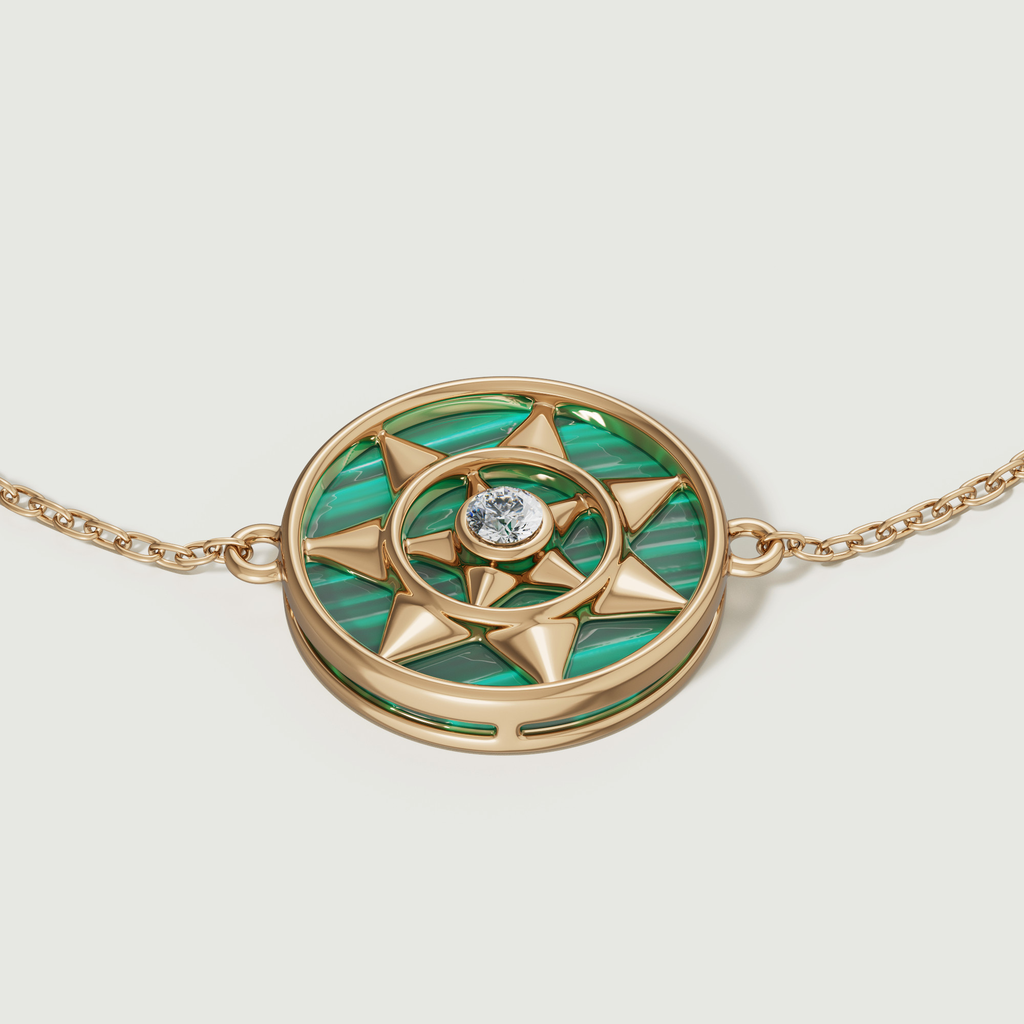 Shams 18k Yellow Gold Malachite And Diamond Bracelet