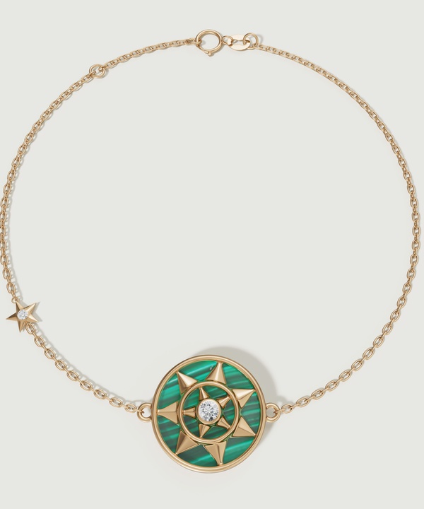 Shams 18k Yellow Gold Malachite And Diamond Bracelet