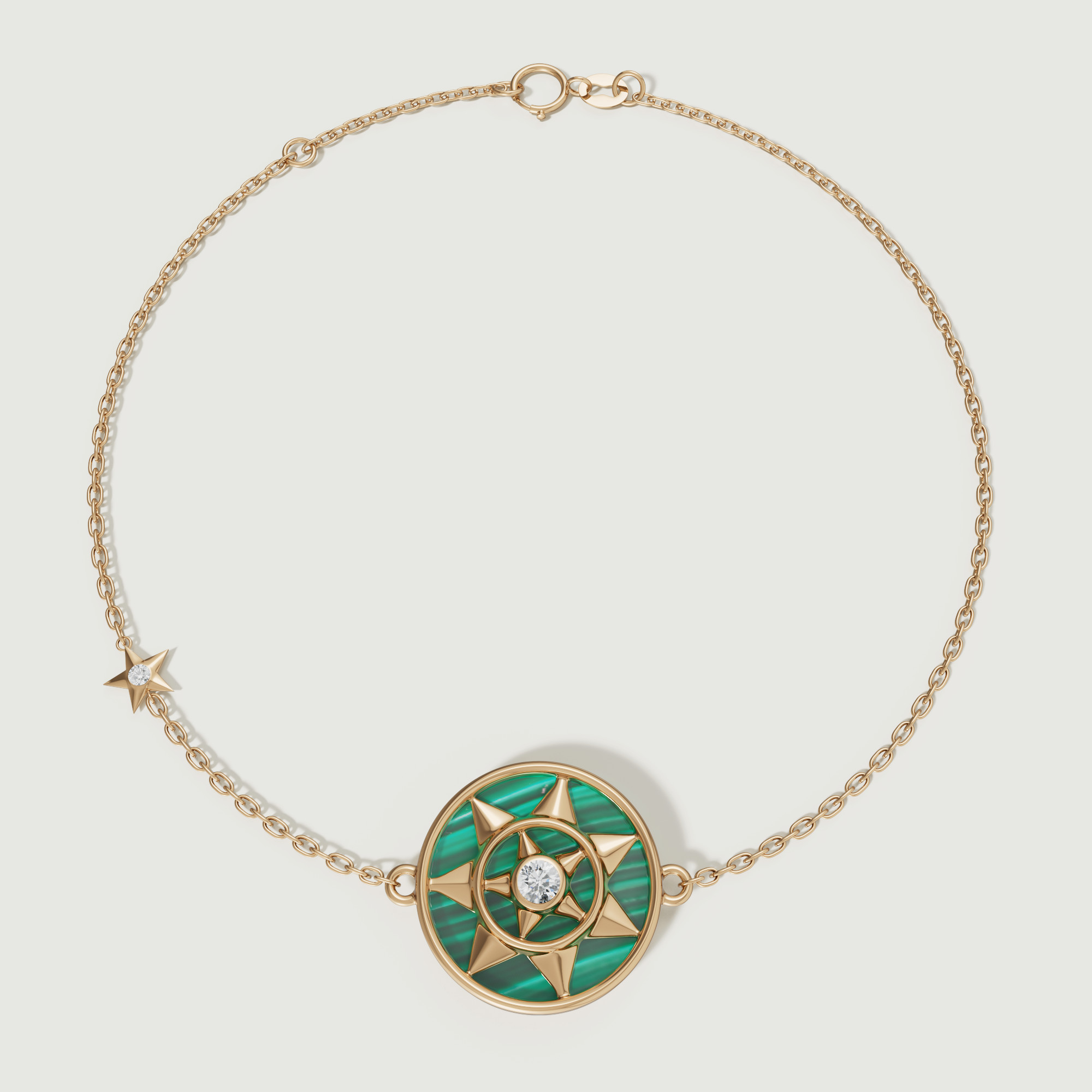 Shams 18k Yellow Gold Malachite And Diamond Bracelet