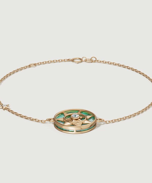 Shams 18k Yellow Gold Malachite And Diamond Bracelet