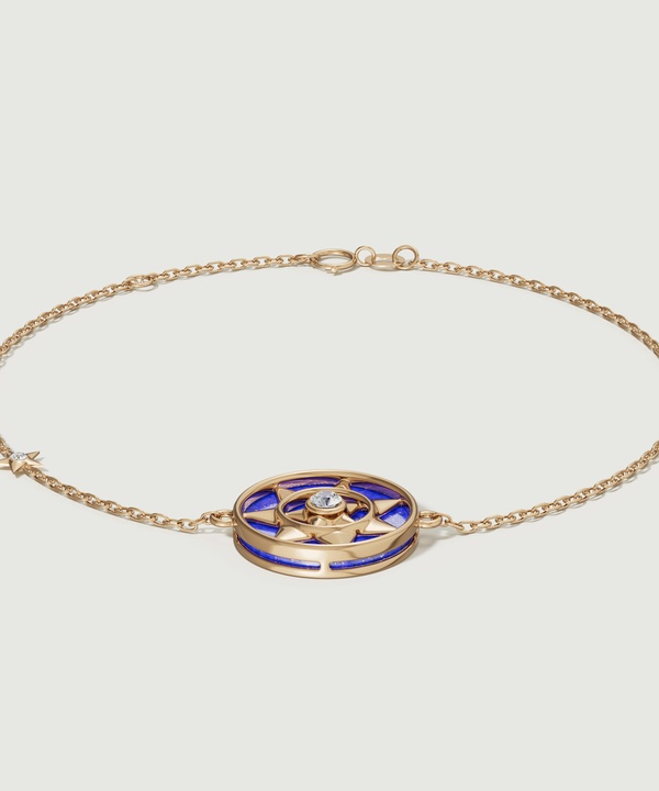 Shams 18k Yellow Gold Lapis Lazuli And Diamond Bracelet