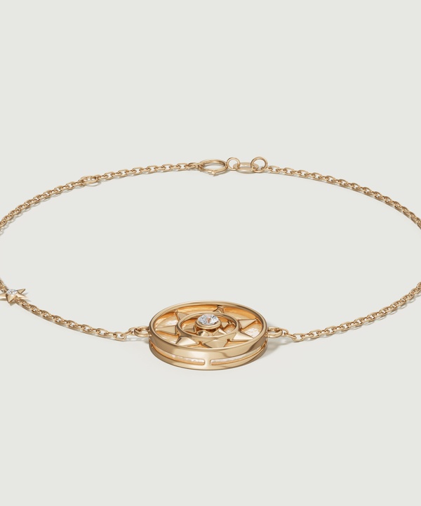 Shams 18k Yellow Gold Golden Mother Of Pearl And Diamond Bracelet