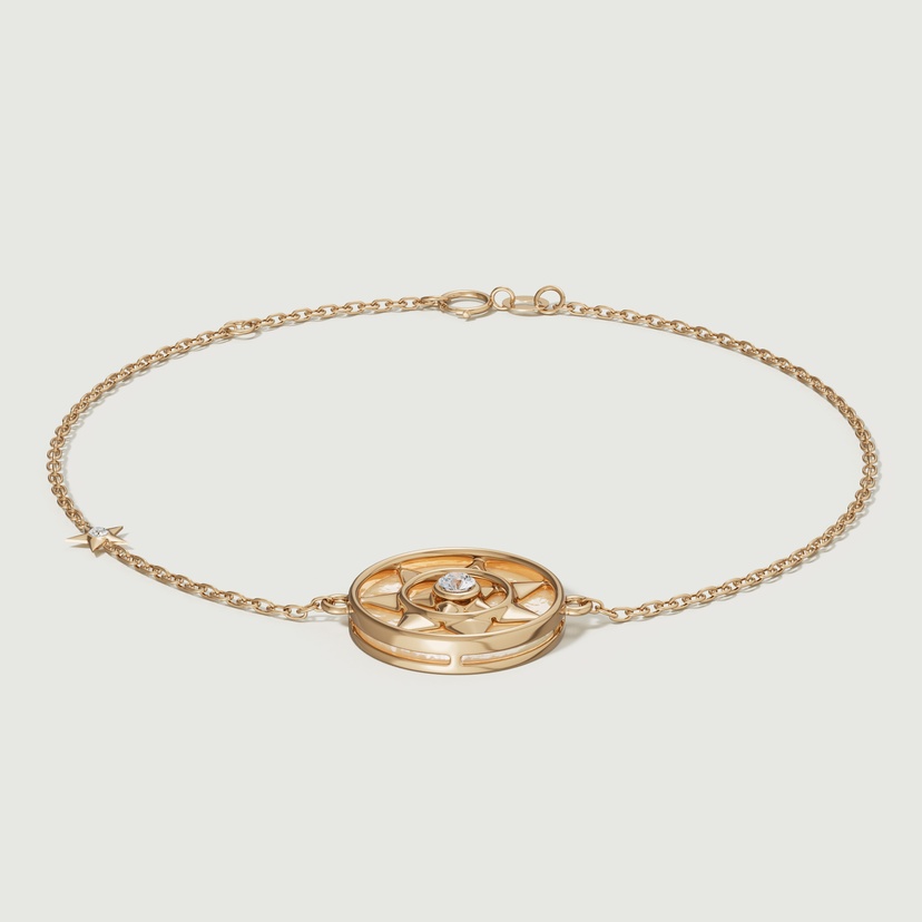 Shams 18K Yellow Gold Golden Mother Of Pearl And Diamond Bracelet