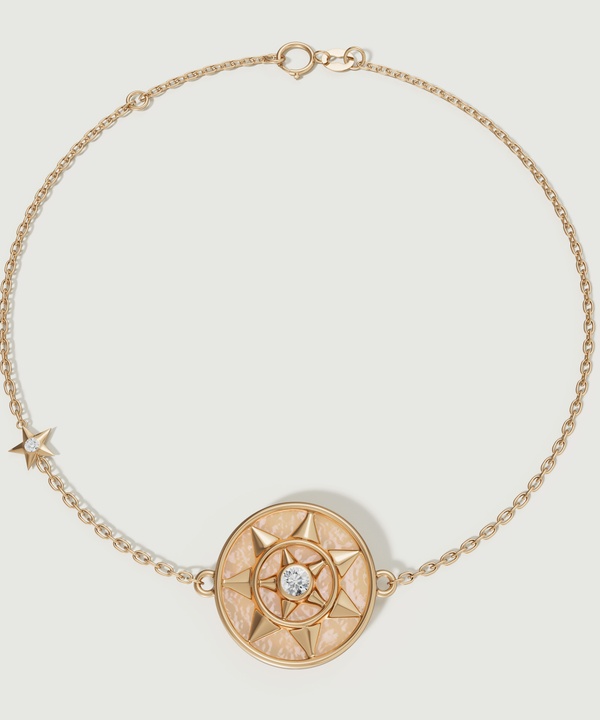 Shams 18k Yellow Gold Golden Mother Of Pearl And Diamond Bracelet