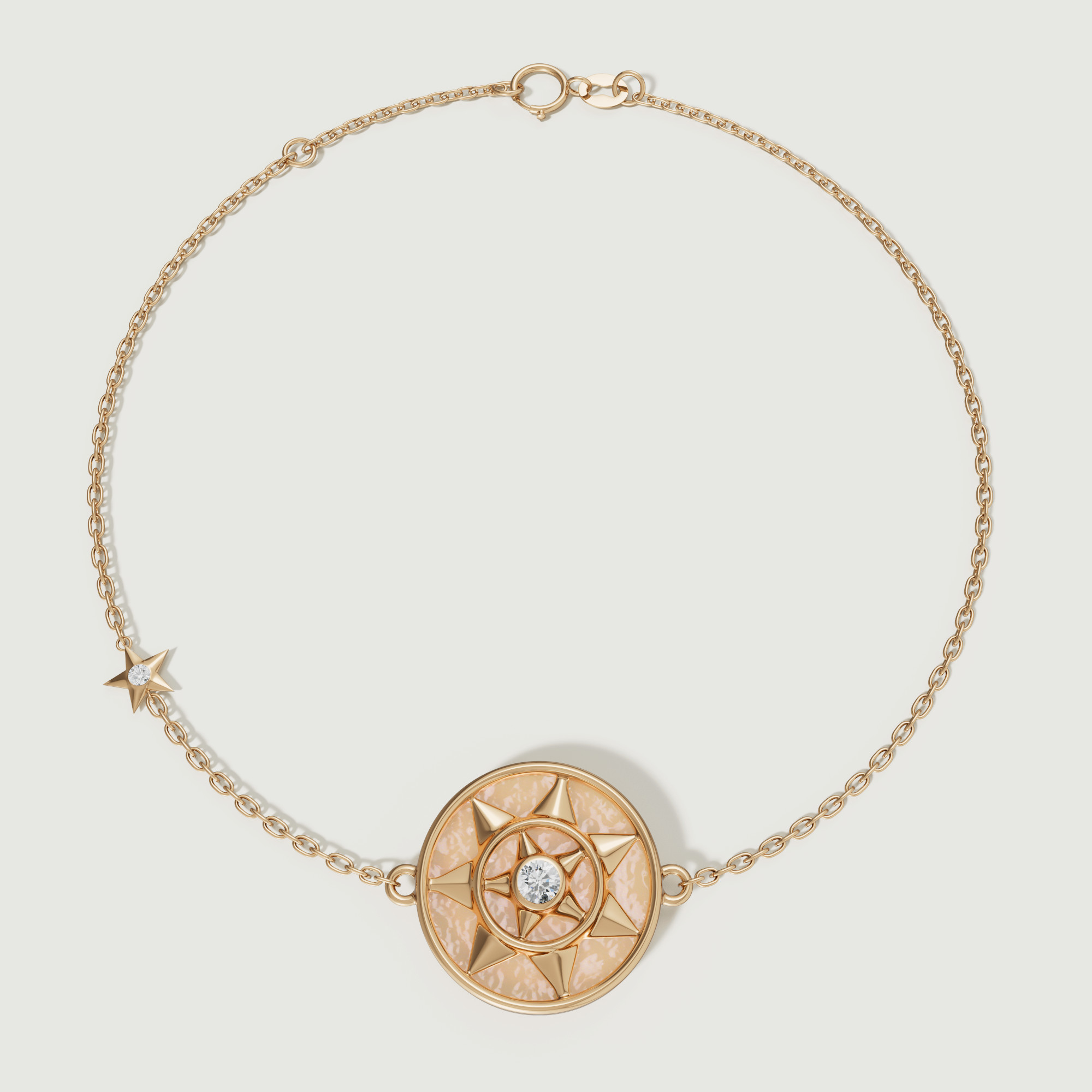 Shams 18K Yellow Gold Golden Mother Of Pearl And Diamond Bracelet