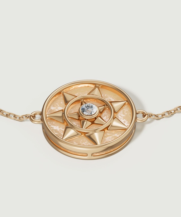 Shams 18k Yellow Gold Golden Mother Of Pearl And Diamond Bracelet