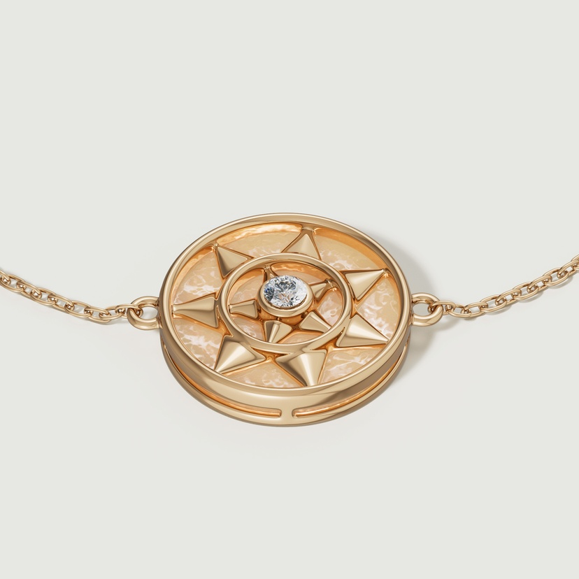 Shams 18K Yellow Gold Golden Mother Of Pearl And Diamond Bracelet
