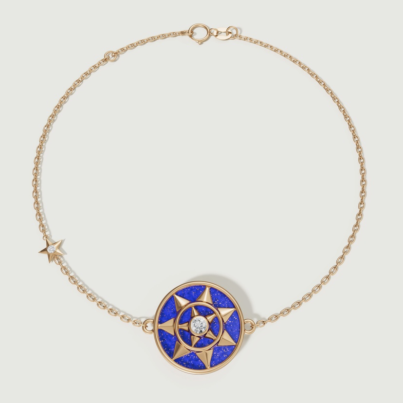 Shams 18k Yellow Gold Lapis Lazuli And Diamond Bracelet