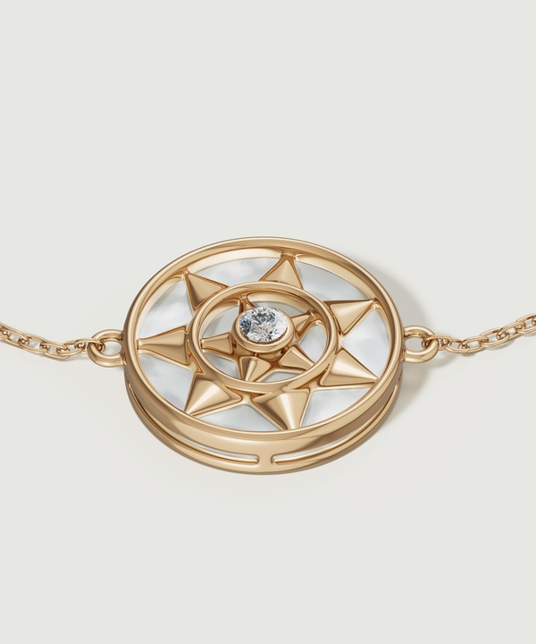 Shams 18k Yellow Gold White Mother Of Pearl And Diamond Bracelet