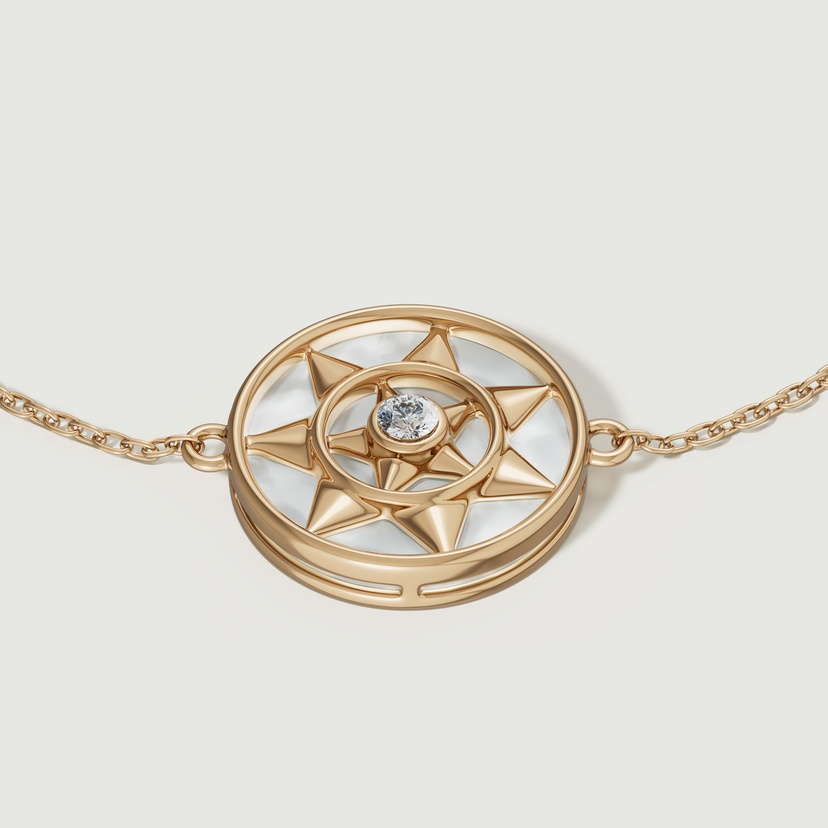 Shams 18K Yellow Gold White Mother Of Pearl And Diamond Bracelet