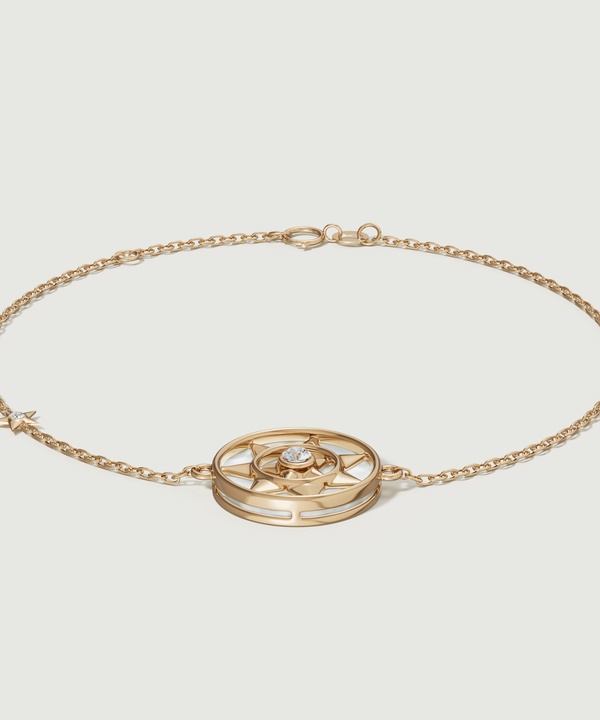 Shams 18k Yellow Gold White Mother Of Pearl And Diamond Bracelet