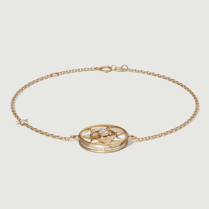 Shams 18K Yellow Gold White Mother Of Pearl And Diamond Bracelet