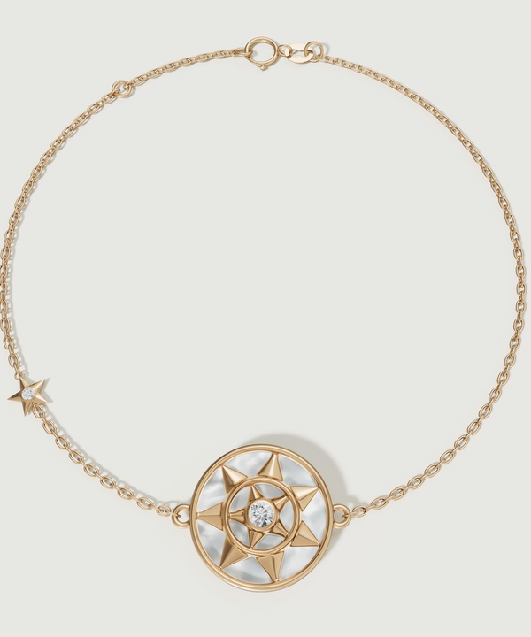 Shams 18k Yellow Gold White Mother Of Pearl And Diamond Bracelet
