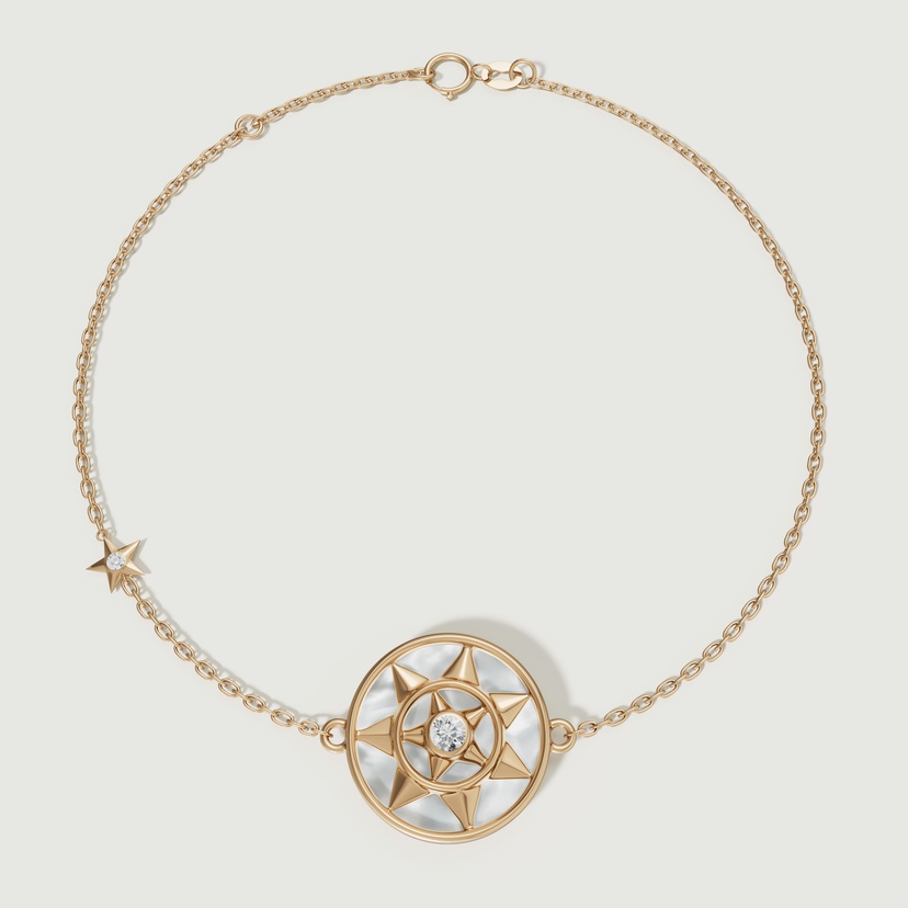 Shams 18K Yellow Gold White Mother Of Pearl And Diamond Bracelet