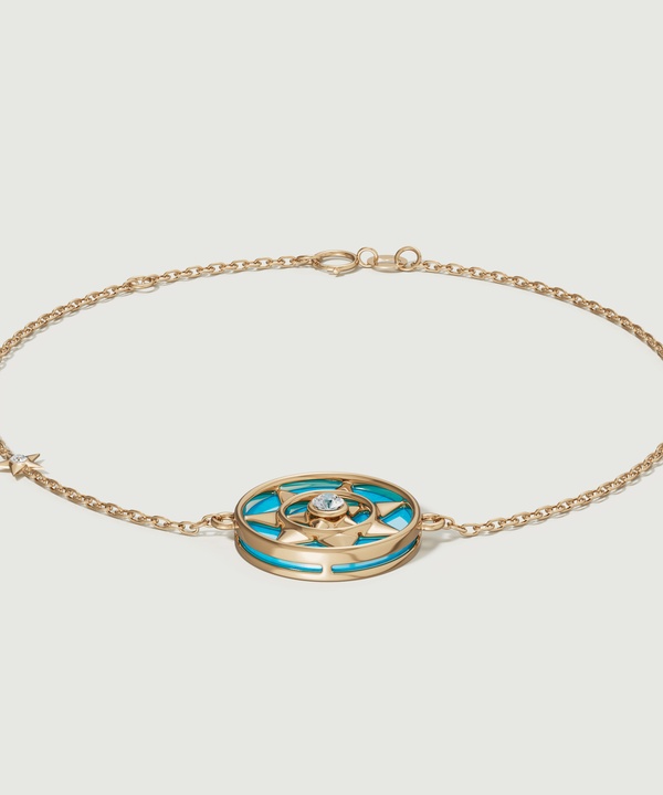 Shams 18k Yellow Gold Turquoise And Diamond Bracelet