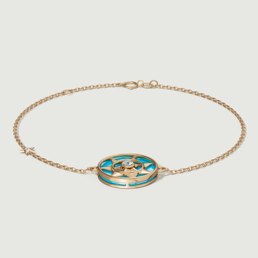 Shams 18k Yellow Gold Turquoise And Diamond Bracelet