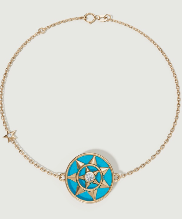 Shams 18k Yellow Gold Turquoise And Diamond Bracelet