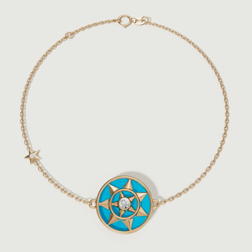Shams 18k Yellow Gold Turquoise And Diamond Bracelet