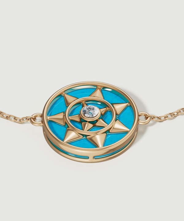 Shams 18k Yellow Gold Turquoise And Diamond Bracelet