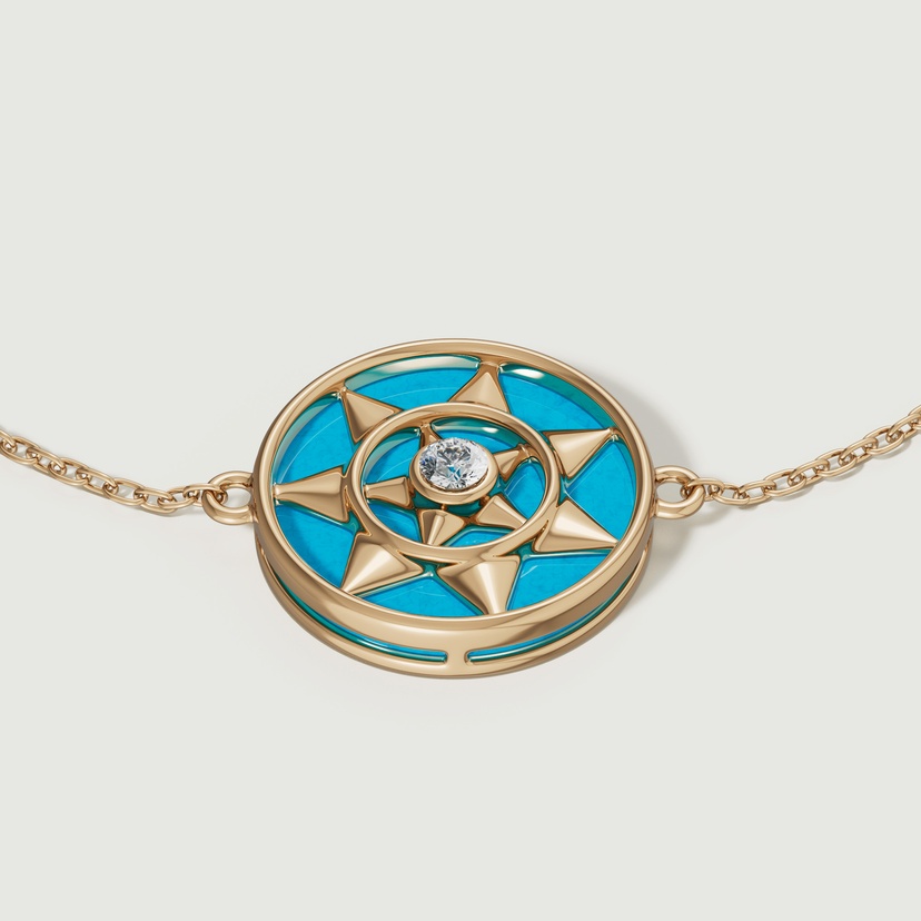 Shams 18k Yellow Gold Turquoise And Diamond Bracelet