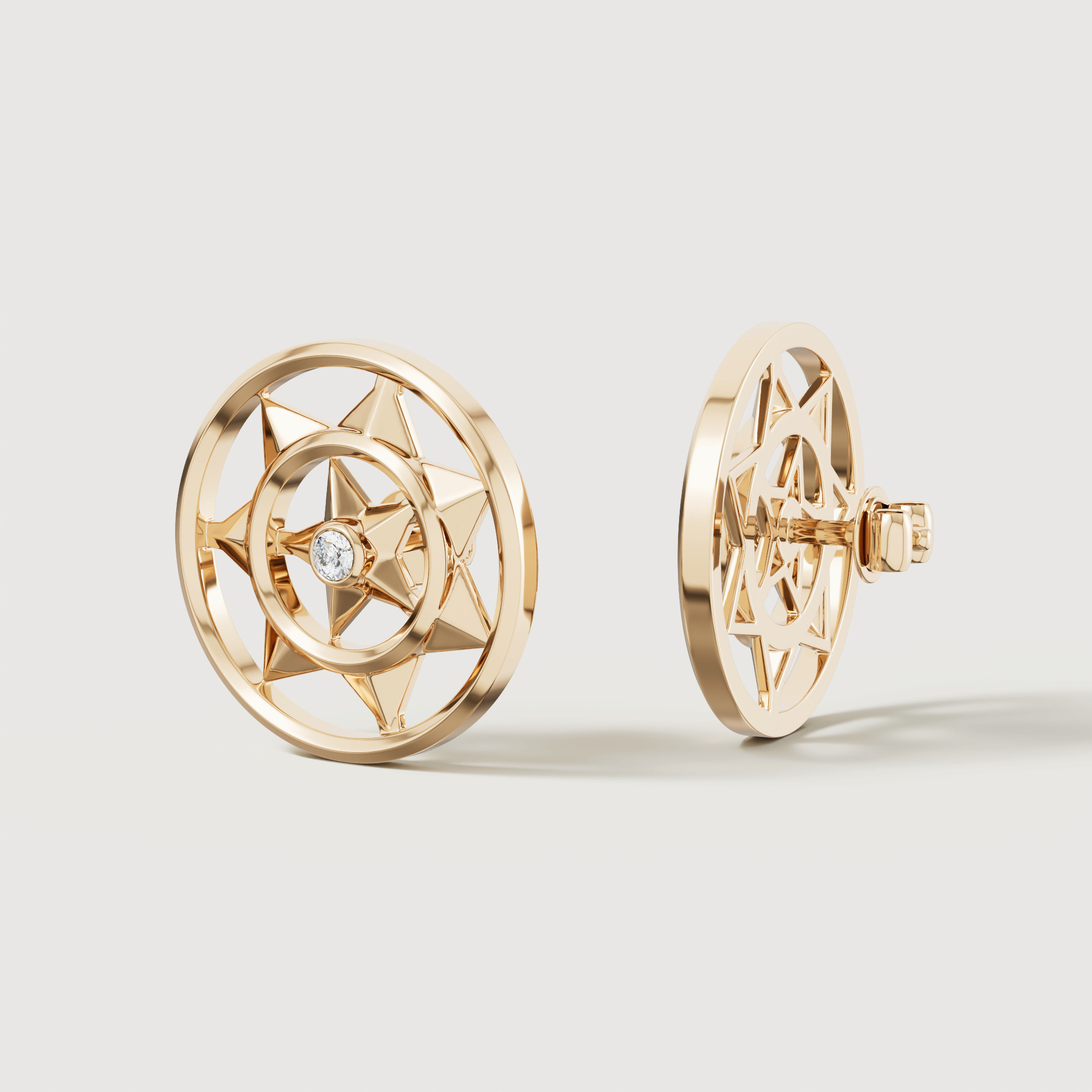 Shams 18K Yellow Gold Diamond Earrings