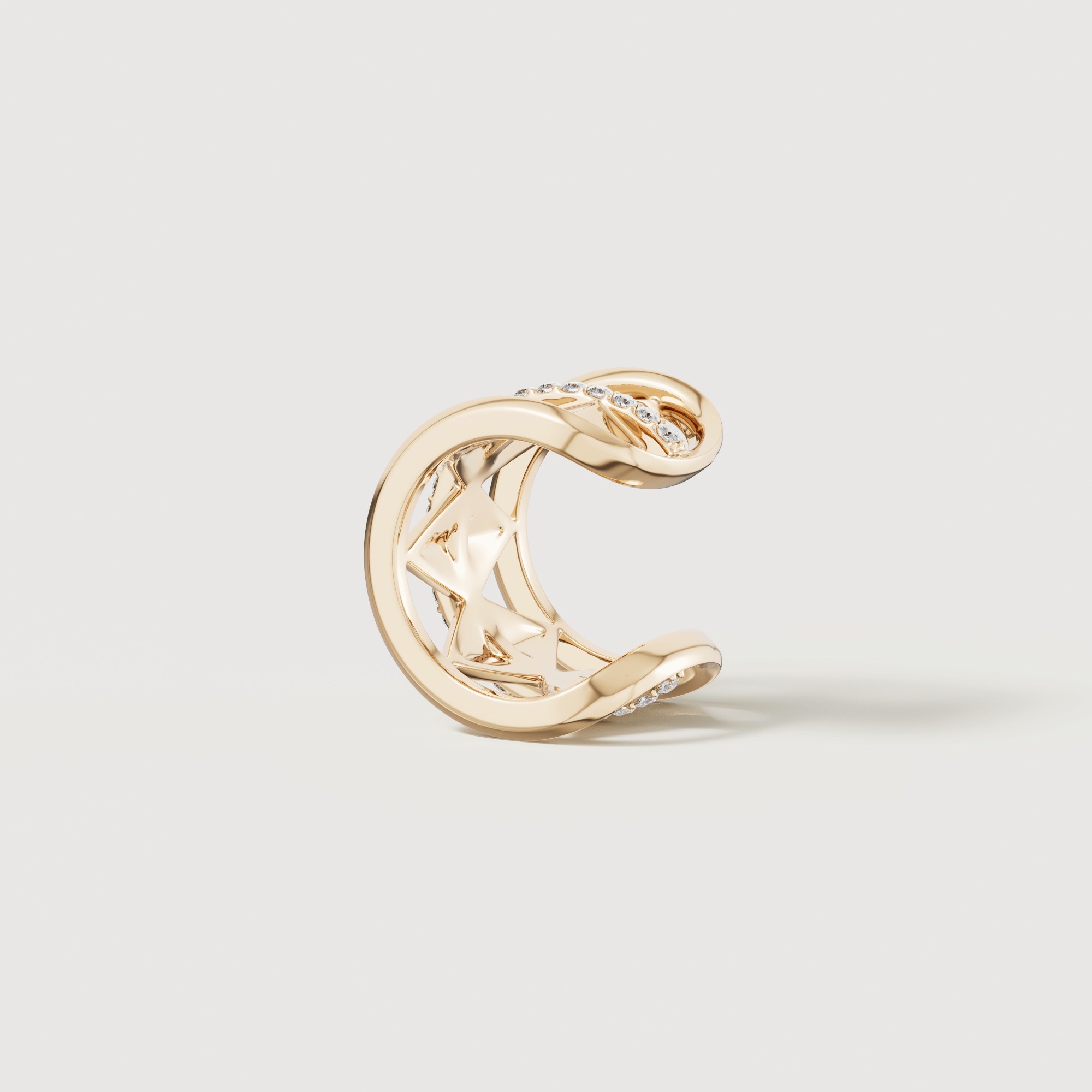 Shams 18k Yellow Gold Diamond Ear Cuff