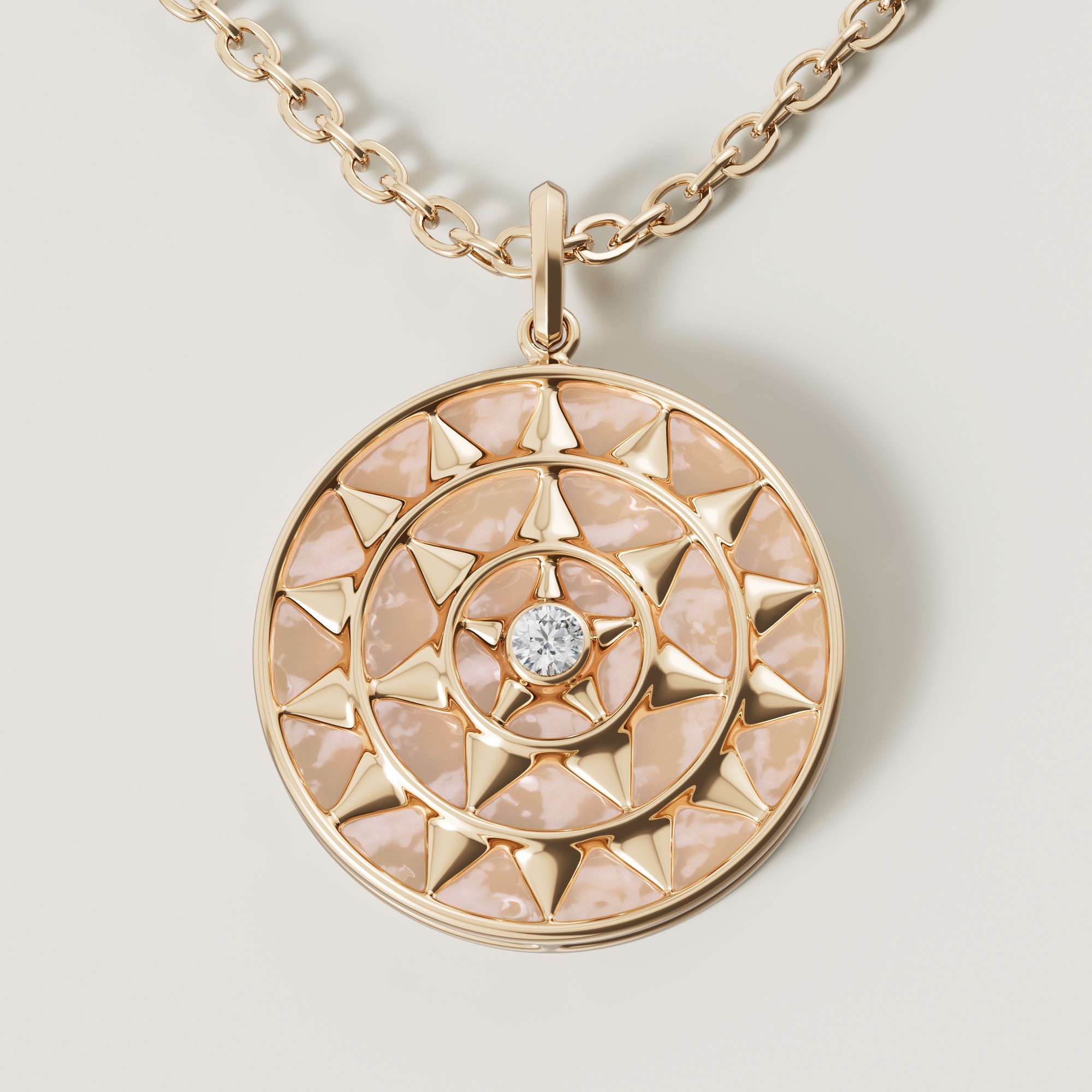 Shams 18K Yellow Gold Golden Mother Of Pearl And Diamond Necklace