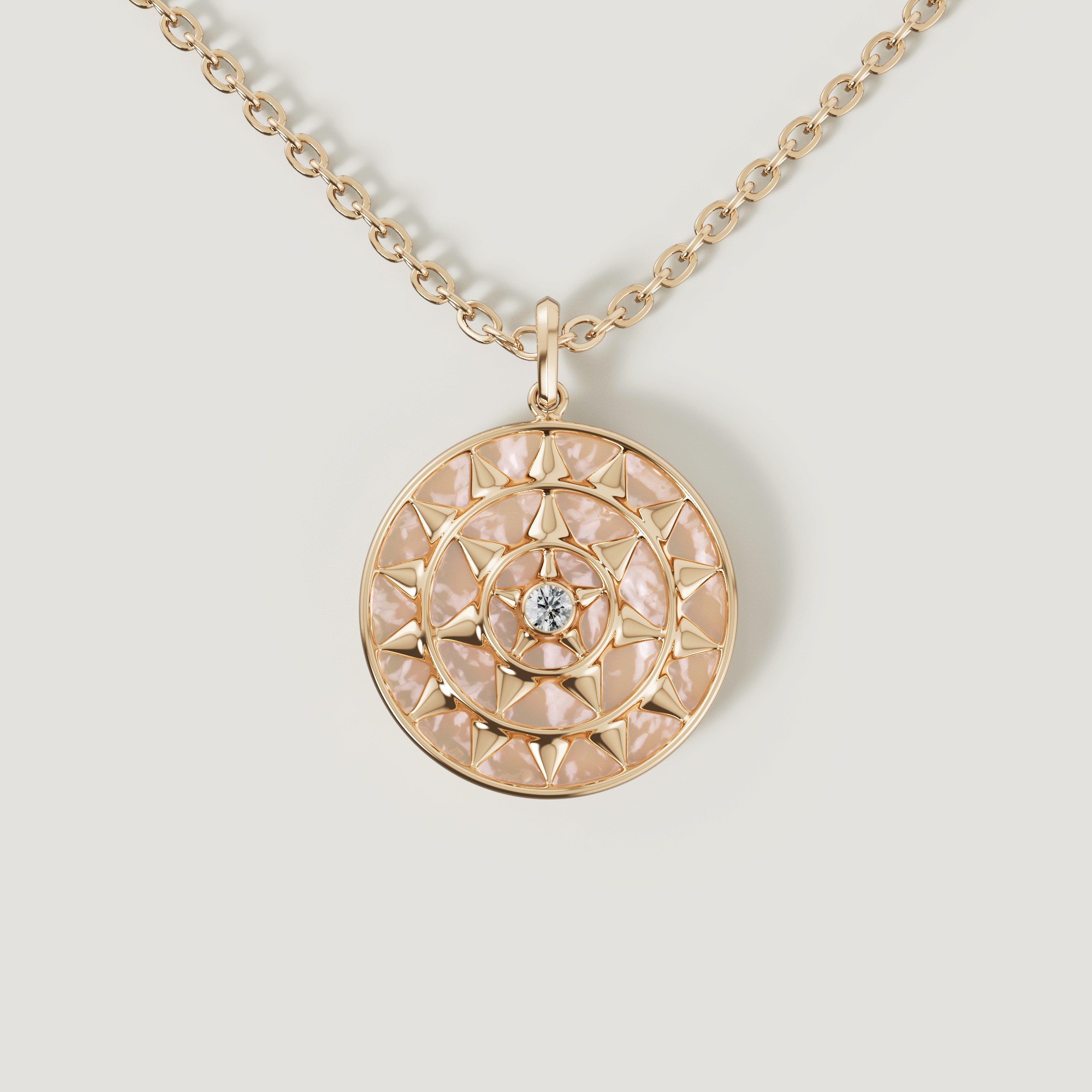 Shams 18K Yellow Gold Golden Mother Of Pearl And Diamond Necklace