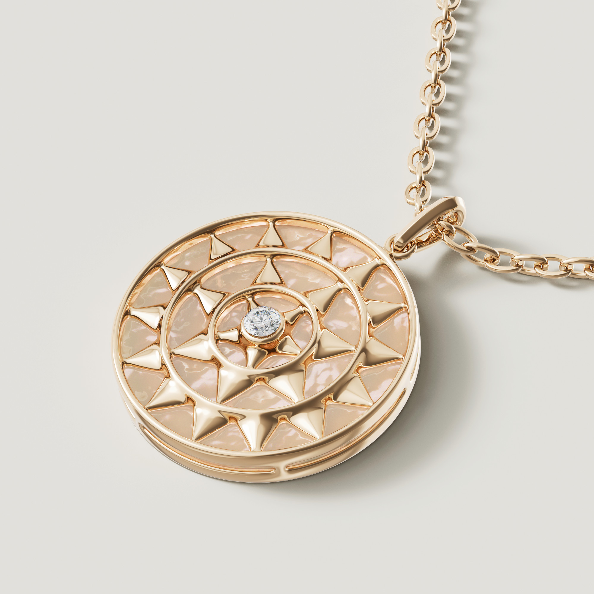 Shams 18K Yellow Gold Golden Mother Of Pearl And Diamond Necklace